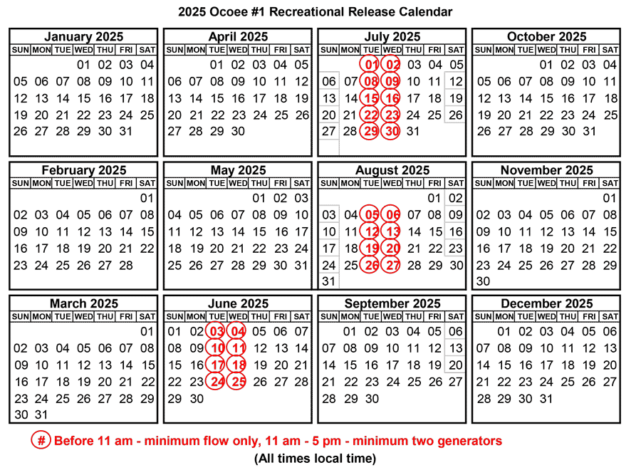 Ocoee 3 River Calendar